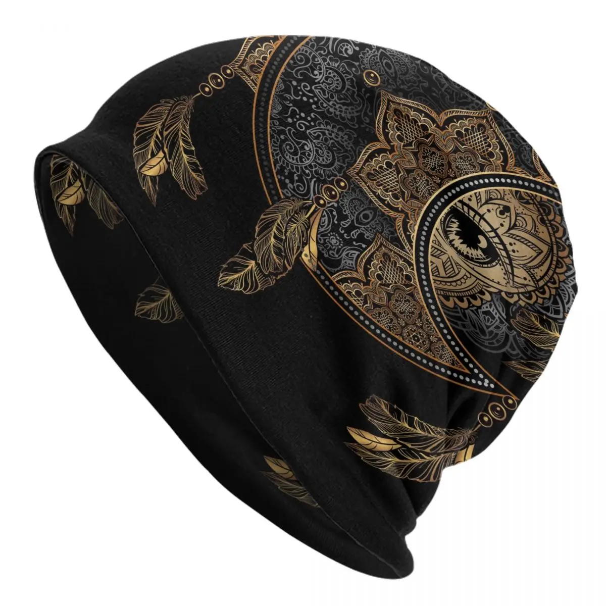 

Women Men Beanie Hat Boho Golden Crescent Moon And Sun Warm Spring Winter Outdoor Hip-hop Beanie Cap