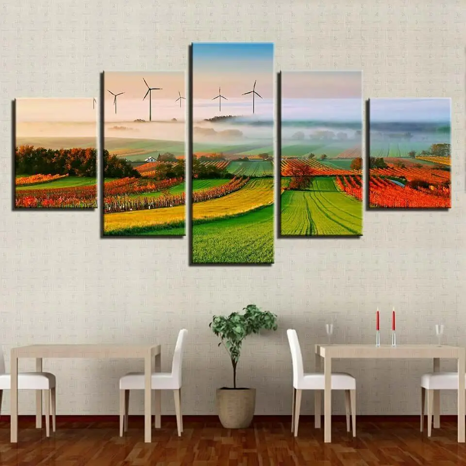

Modular Wall Picture Canvas Art Foggy Morning Hill Bucolic Nature Canvas Poster Wall Pictures For Livingroom Home Decorat