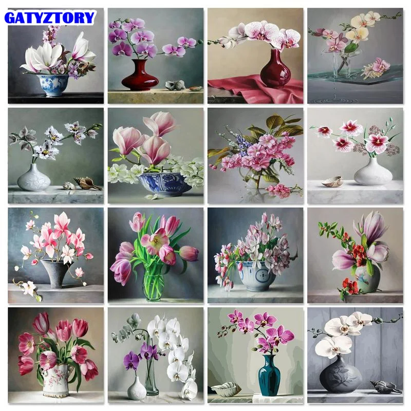 GATYZTORY рамка для рисования по номерам взрослых цветок ручная роспись маслом