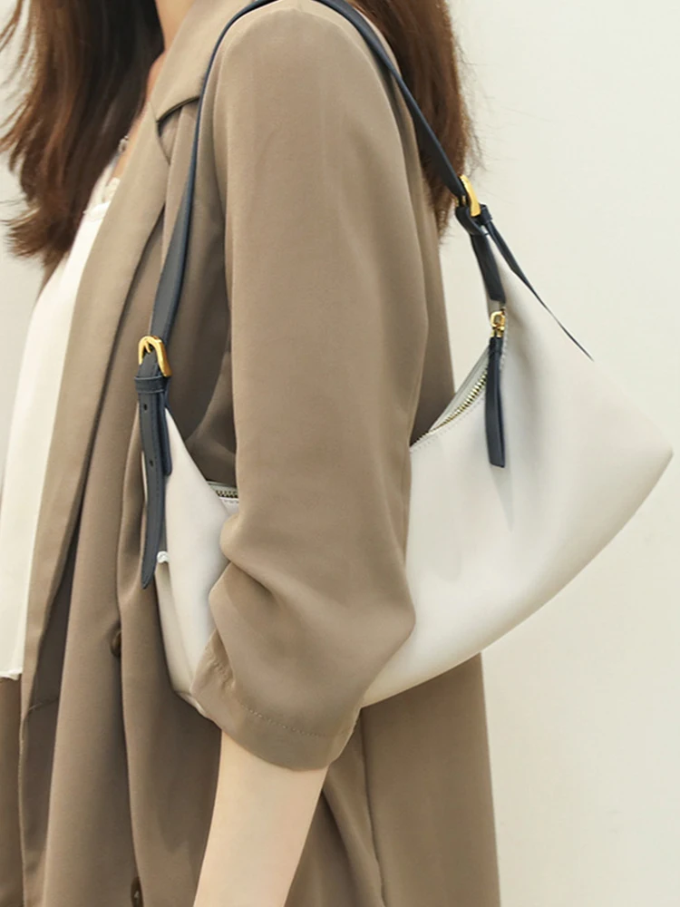 Genuine Leather Women's Shoulder Underarm Bag Vintage Ladies Solid Handbags Casual All-match Fashion Women Shoulder Bag