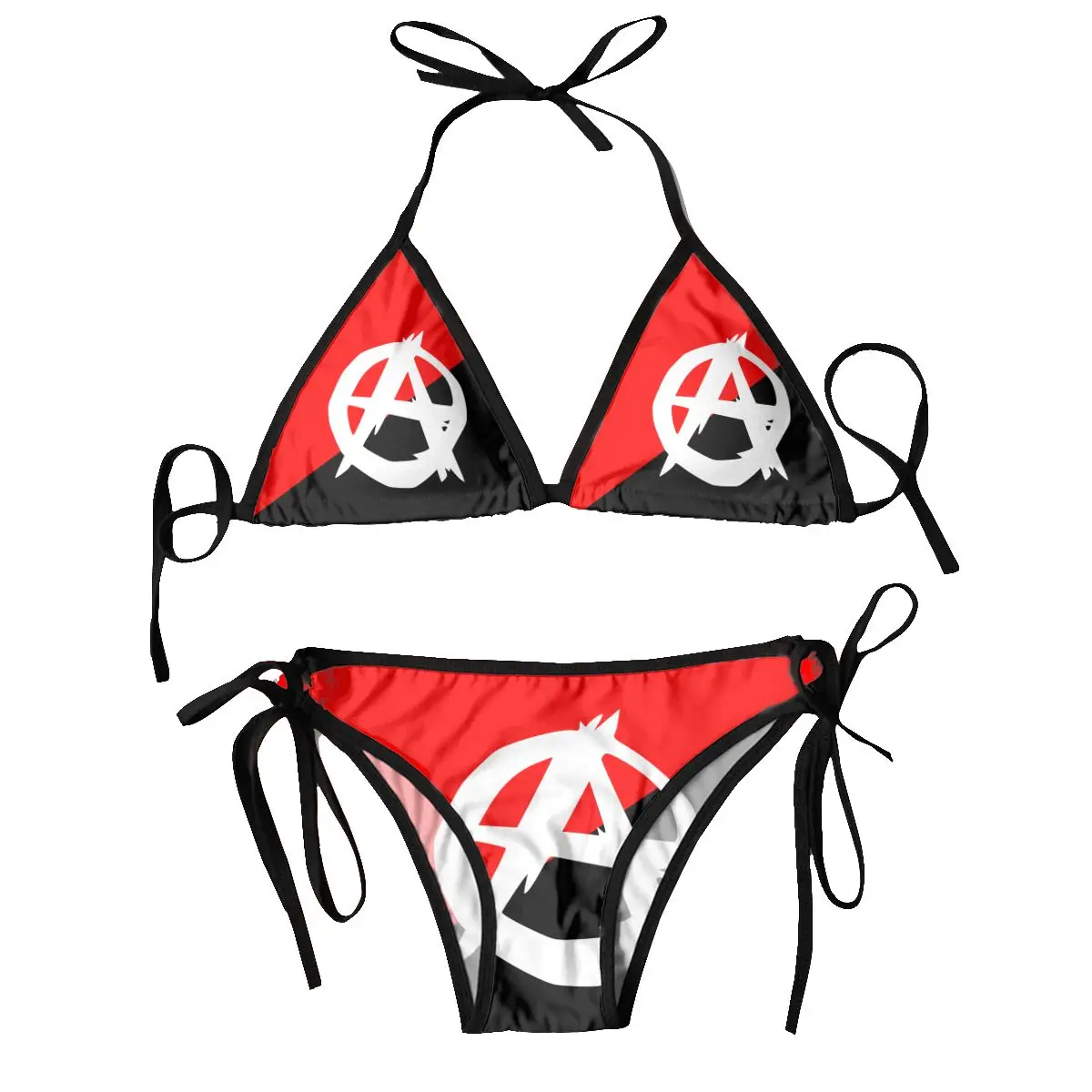 

Bikini Set Swimwear Women Swimsuit Sexy Push Up Swimming Bathing Suit Anarchist Flag With A Symbol Beachwear Summer Brazilian