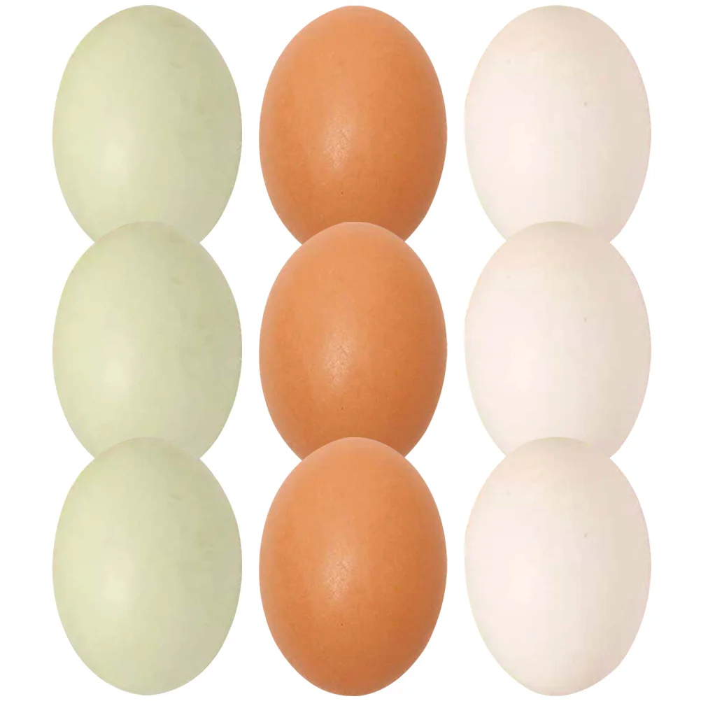 

9 Pcs Imitation Eggs Easter Pupils Wood Decor Kids Wooden Decorative Simulation