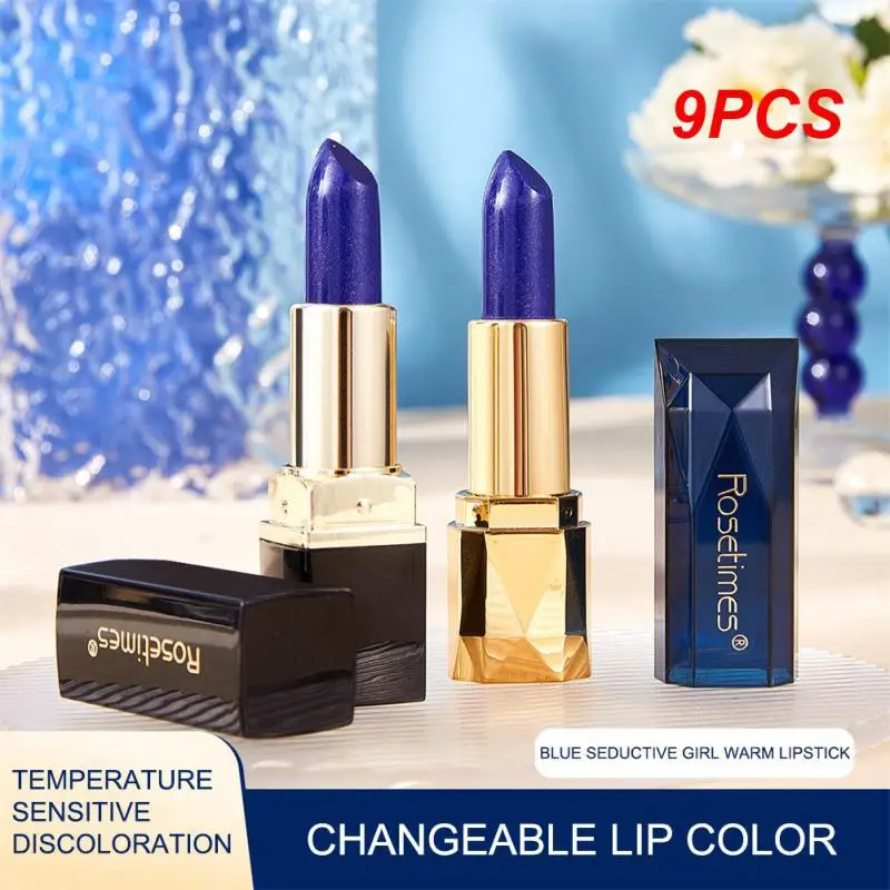 

9 шт., синяя Мерцающая помада, синяя помада, искусственная синяя помада, изменяемая на блеск для губ, увлажняющий и