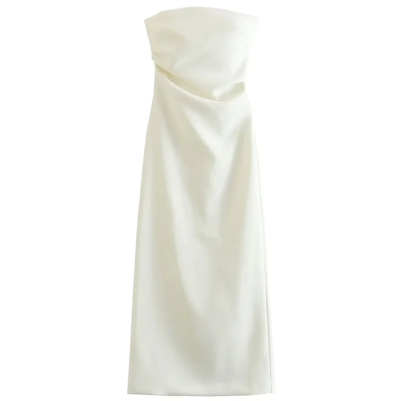 Платье женское летнее без бретелек с оборками и открытой спиной