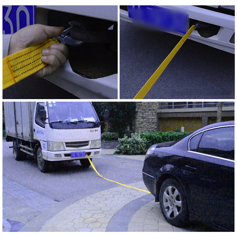 1 Stuks 4 м авто Sleepkabel Zware 3 тонны Aanhangwagen Touw Slepen Trekkabel Riem Haken Van Weg Herstel автоаксессуары