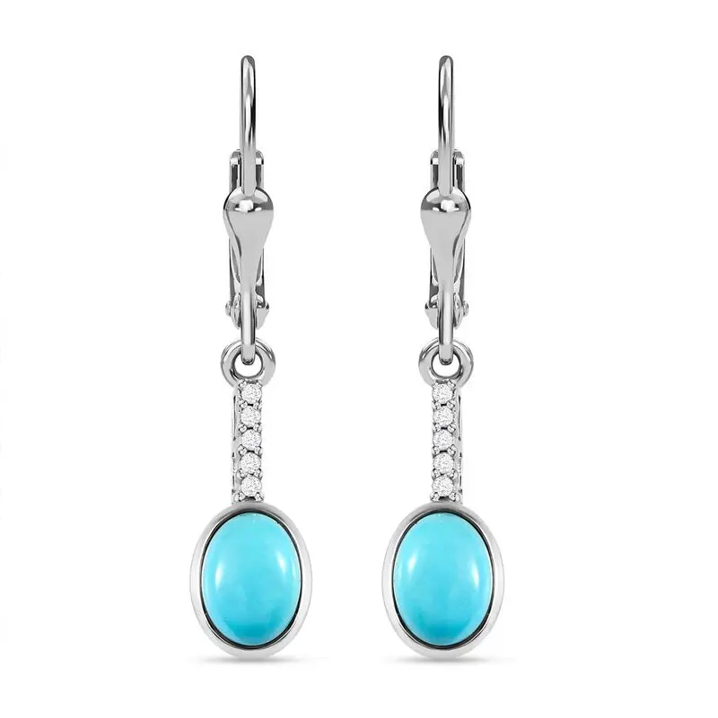 

Exquisite Oval Inlaid Blue Stones Drop Earrings for Women Fashion Zircon Silver Color Personality Party Earrings Accessories
