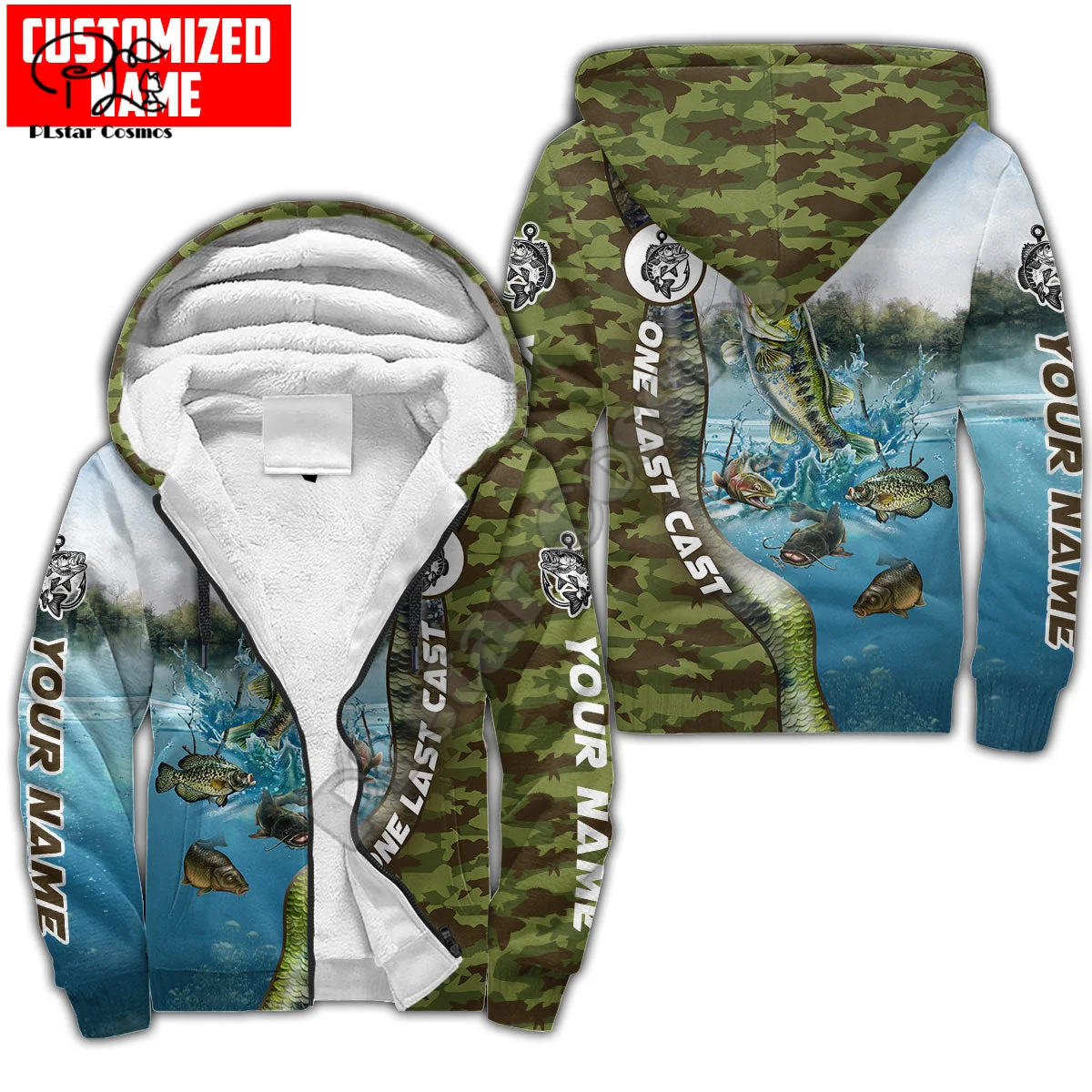 NewFashion Customize Raper Fishing Animal Fisher Harajuku 3DPrint Men/Women Streetwear Winter Coat Fleece Jacket Zip Hoodies A1