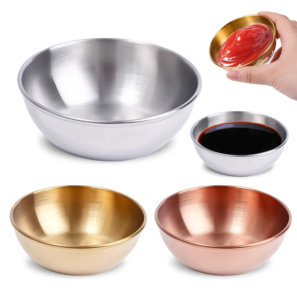 

Stainless Steel Snack Dipping Sauce Dishes Spice Container Appetizer Serving Tray Splice Plate Kitchen Supplies Spice Dish Plate