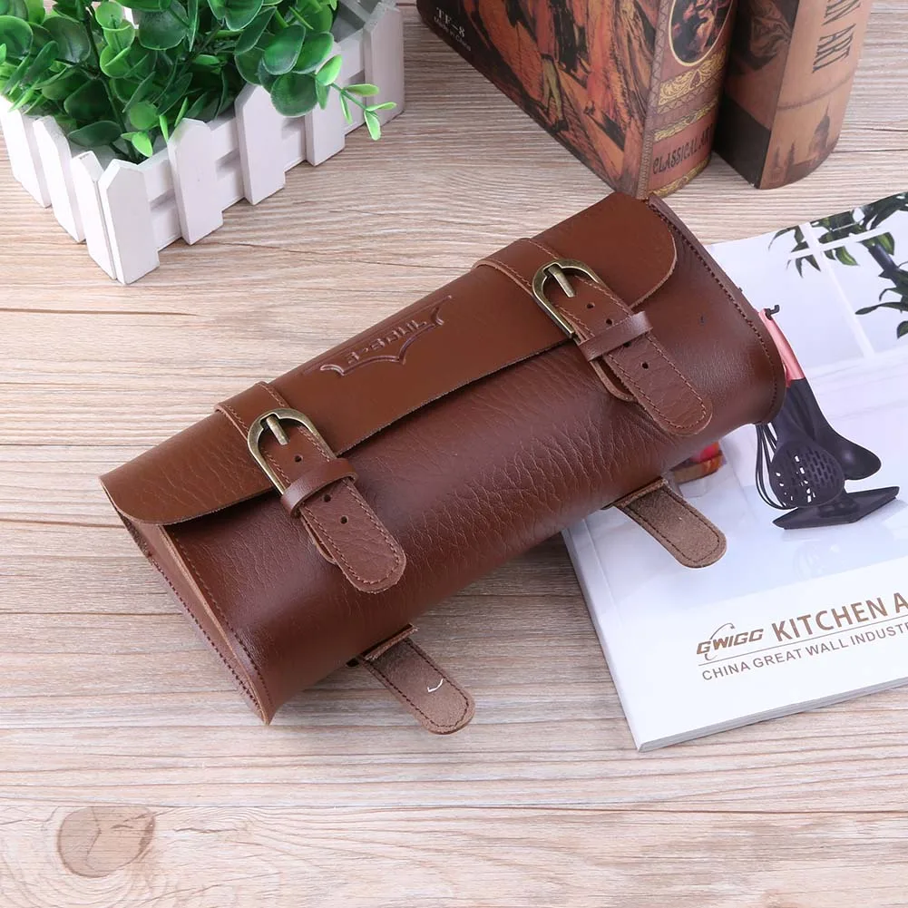 

Retro Bicycle Tail Bag PU Leather Cycling Bike Saddle Bag Back Seat Tail Pouch for Riding Enthusiast Essential Tool