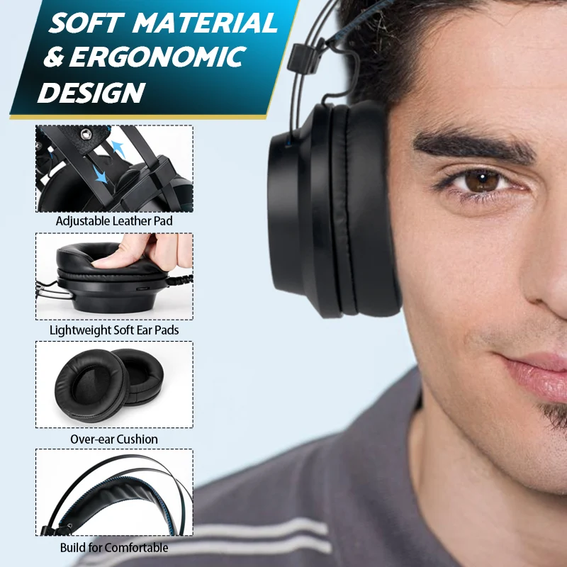 cosbary gaming headset with microphone usb wired headphone virtual 7 1 surround sound gamer headphones for pc computer laptop free global shipping