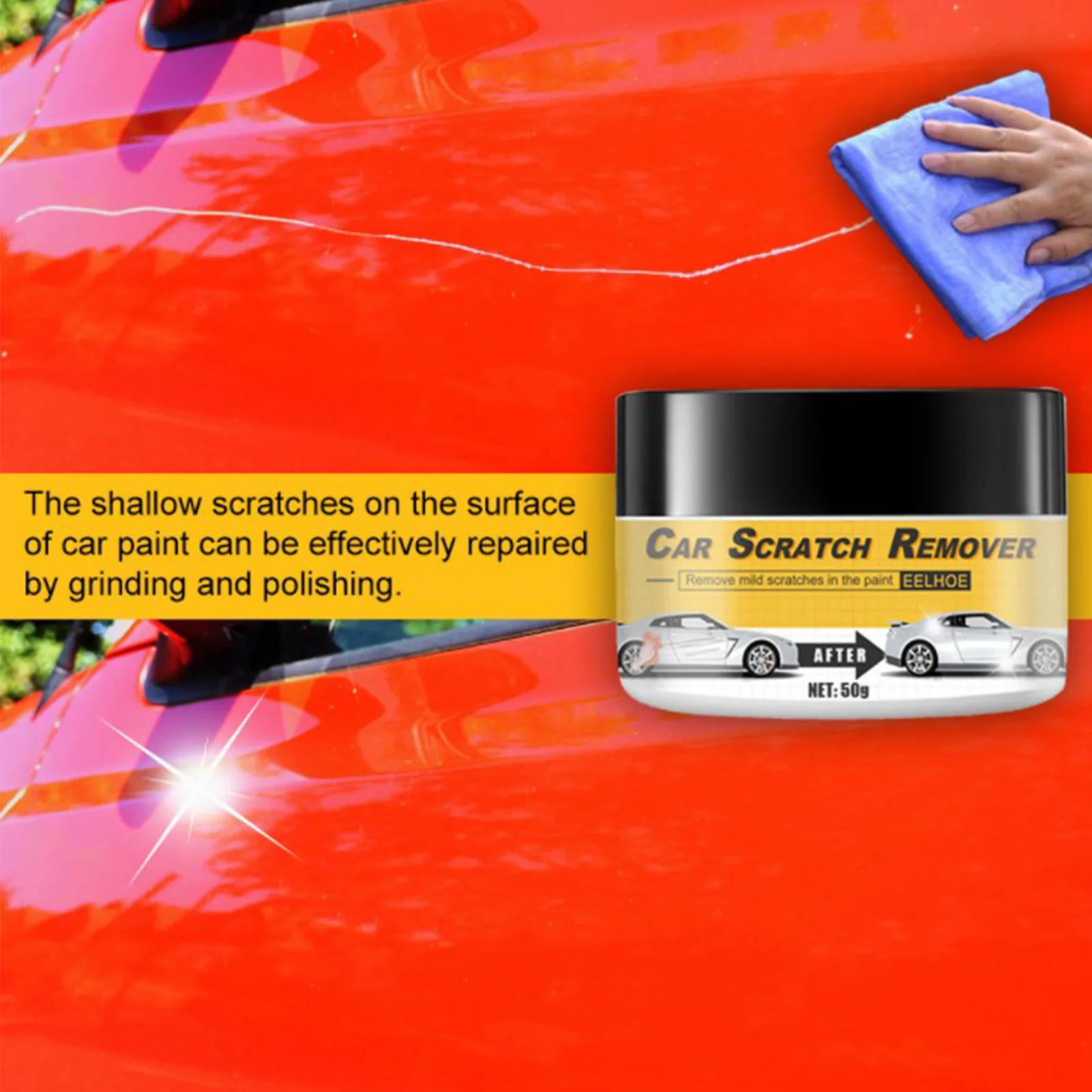 

50G Car Scratch & Swirl Remover Polish Repair Kit Car Scratch Remover Quick Coat Long-Lasting Protection Hydrophobic Wax