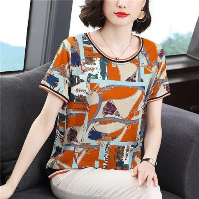 

Футболка женская с коротким рукавом, свободная рубашка с принтом для мам, модный топ с круглым вырезом, лето