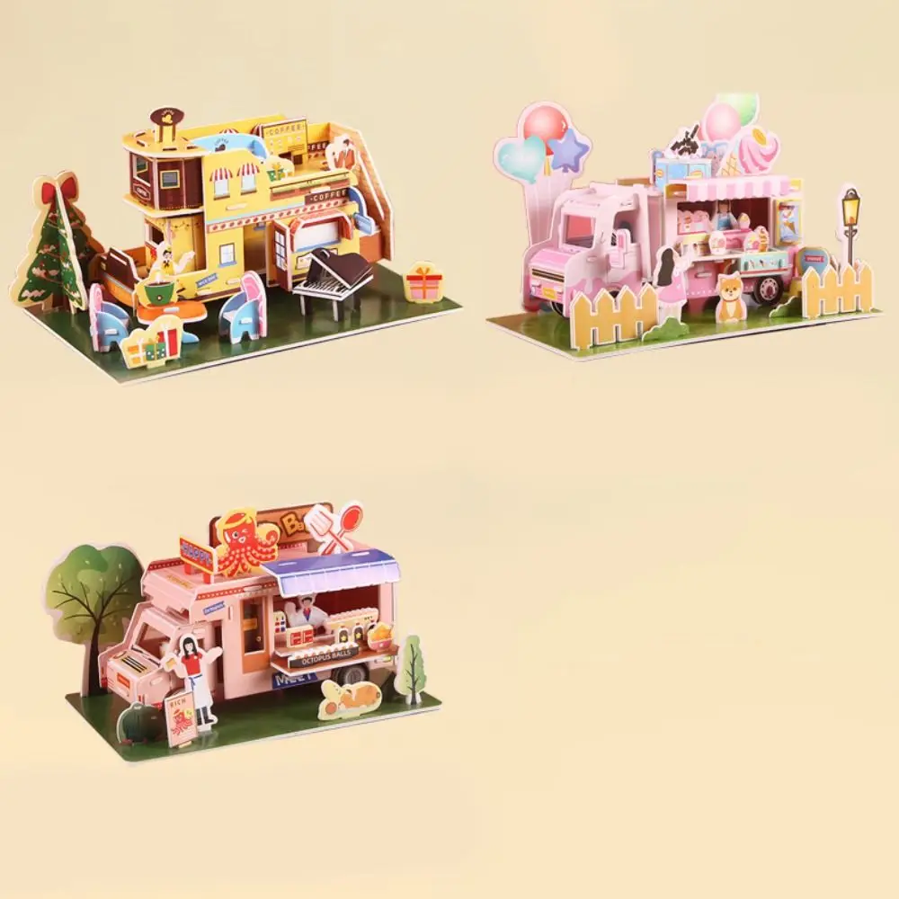 Магазин мороженого DIY Головоломка Кукольный домик Комната Мультяшный картон