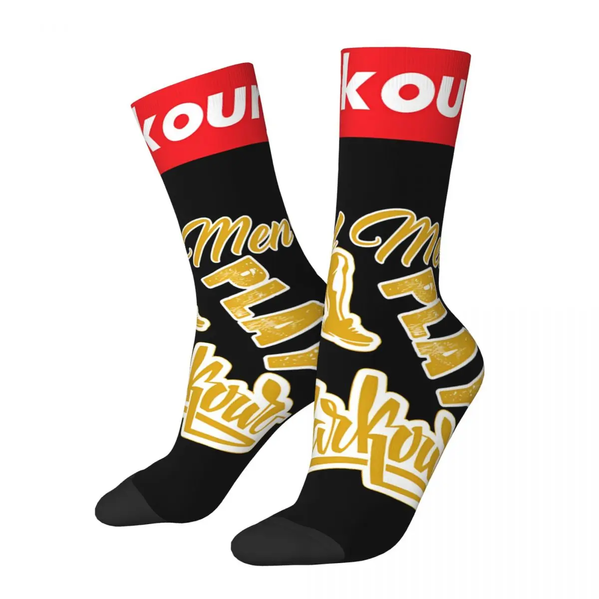 oruj parkour compression sock for men Harajuku Parkour Quality Pattern Novelty Crew Sock