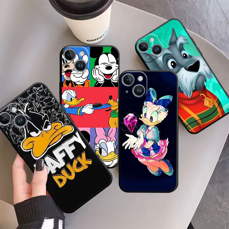

Silicone Phone Case for iPhone 13 12 11 14 Pro XS Max XR X 8 7 6S 6 Plus Mini Camera Protection Cover Disney Duck Characters