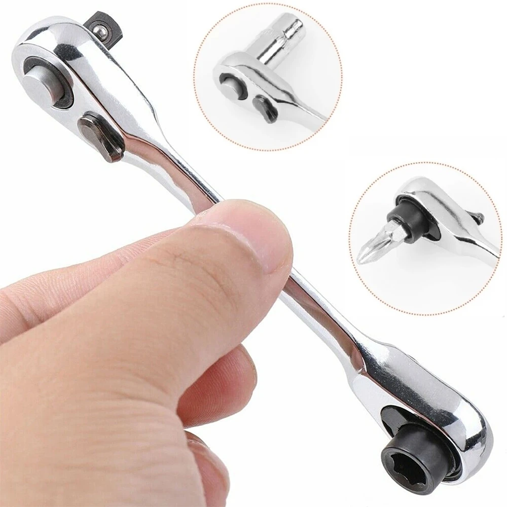 

Mini 1/4 Inch Double Ended Quick Socket 72-Tooth Ratchet Wrench Hand Rod Screwdriver Bit Tools Wrenches Set Spanner For Workshop