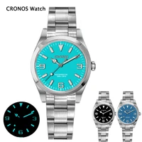 cronos mens explore diver watch 39mm blue dial sapphire crystal miyota 8215 automatic movement 10bar water resistant bgw 9 lume