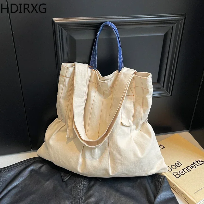 Новый стиль однотонная холщовая сумка-тоут большой емкости дизайнерская