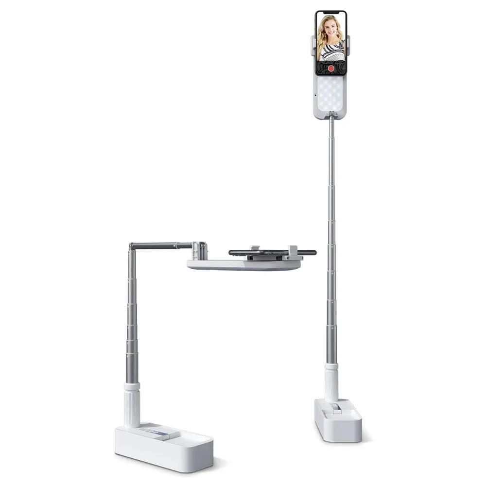 

Extendable Selfie Stand 360° Rotation with Phone Holder, Rechargeable Wireless Foldable 7 Brightness LED Light iPhone Holder