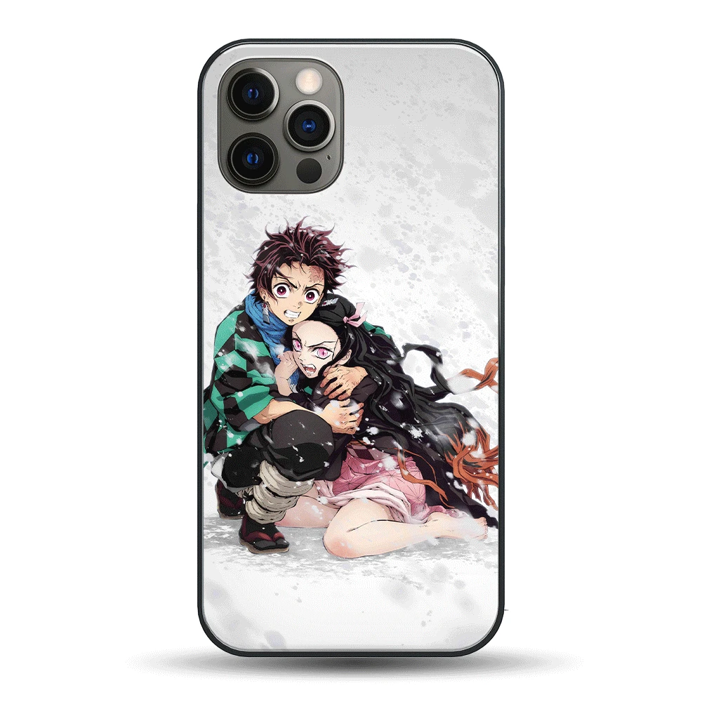

Anime Kimetsu No Yaiba Cover Coque call flash led Cute Japan Demon Slayer Case For Iphone 11 12 13 Pro X XR XS Max Phone Cases