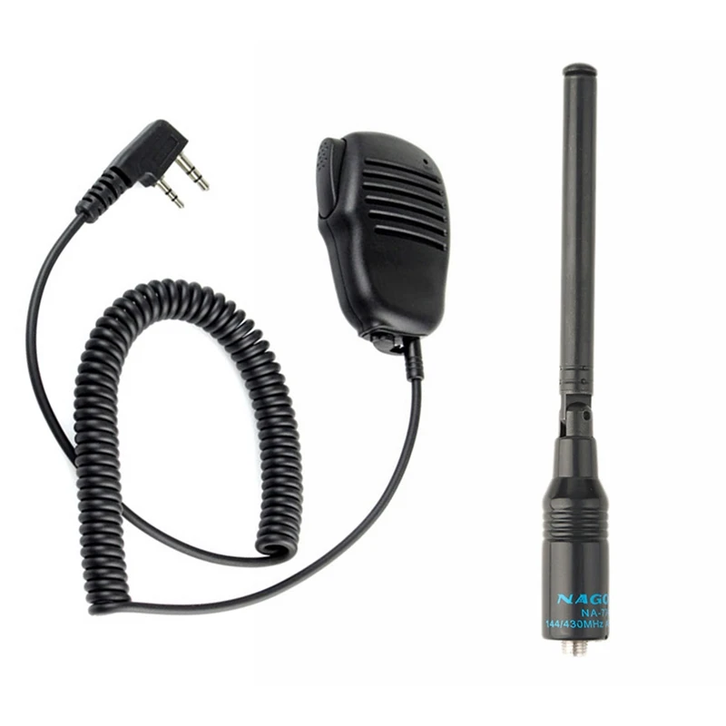 

2Pin Mini PTT Speaker MIC Walkie Talkie For Baofeng UV5R 888S & VHF UHF Nagoya NA-774 SMA-F Telescopic Dual Band Antenna