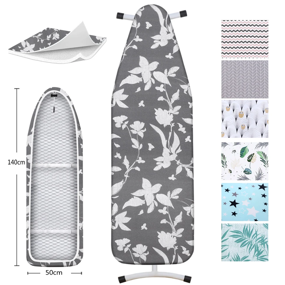 

Ironing Board Cover Scorch Resistant, Extra Thick Cotton Iron Cover with Padding Heat Reflective Heavy Duty Pad Approx 140x50cm