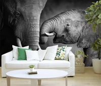 beibehang custom vintage black and white elephant murals wallpaper for wall painting living room bedroom background home decor