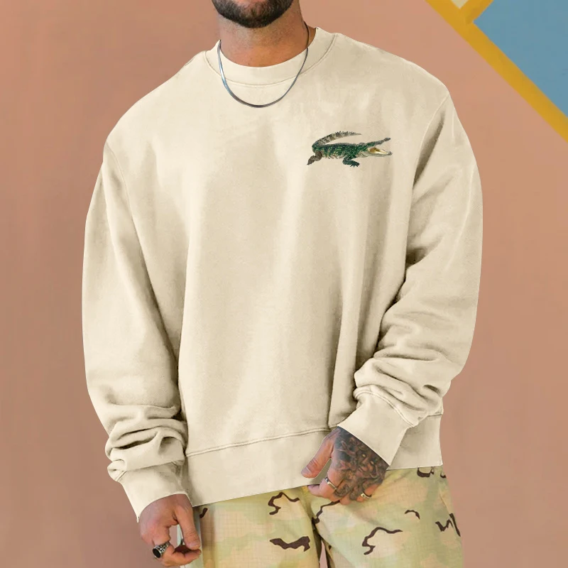 

Мужской осенне-зимний хлопковый плюшевый Топ с длинным рукавом пуловер спортивный тренд уличный повседневный спортивный свитер