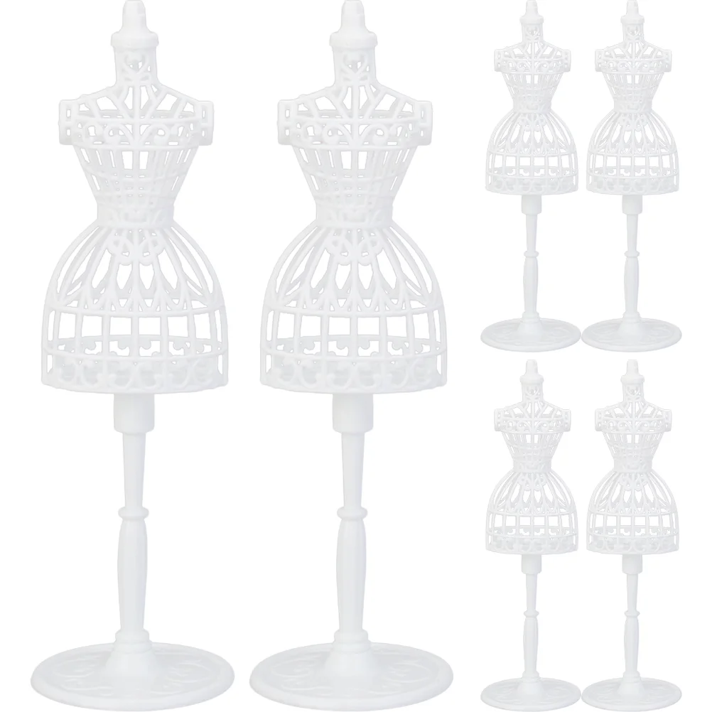 

6 Pcs Mini Toys Clothing Display Stand Accessory Small Female Mannequin Frame Dress Sewing White