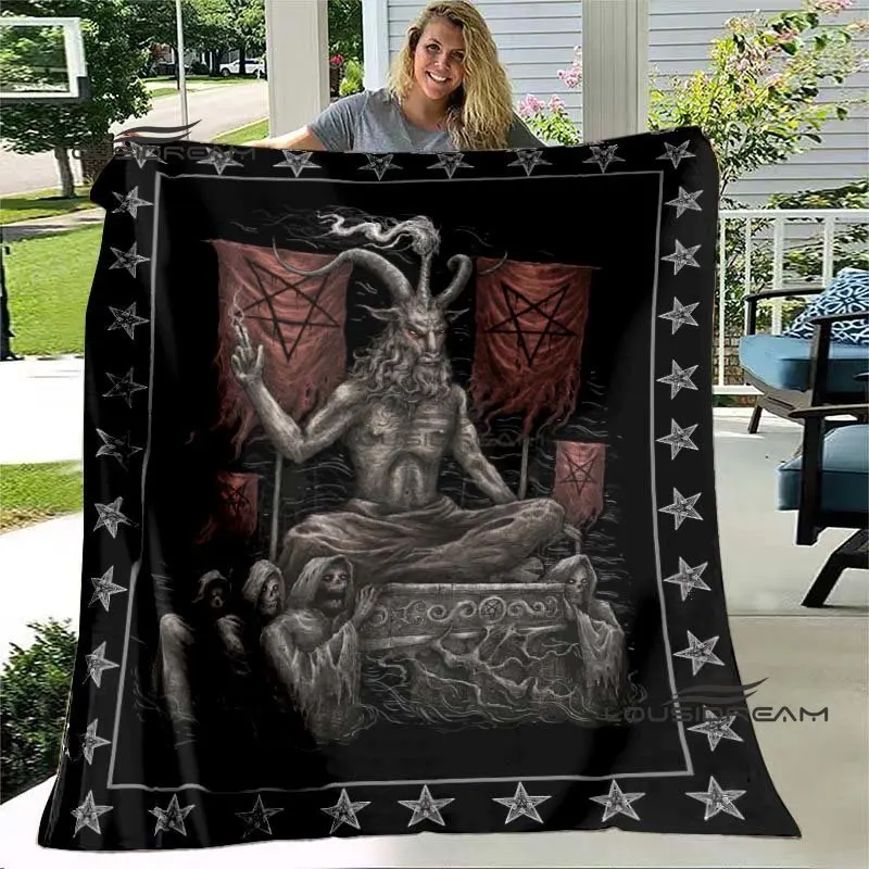 

Devil Satan Blanket Goat Baphomet Lucifer Pagan Sacrifice Throw Blanket Halloween Bedroom Sofa Travel Camping Warm Blanket