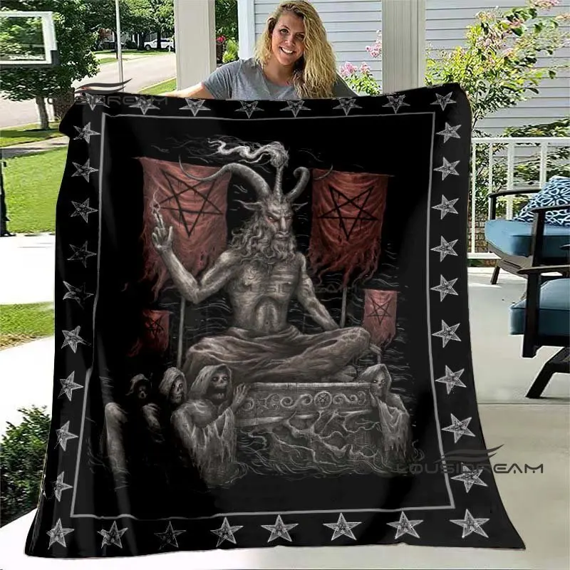 Goat Baphomet Lucifer Pagan Sacrifice Throw Blanket Halloween Bedroom Sofa Travel Camping Warm Blanket