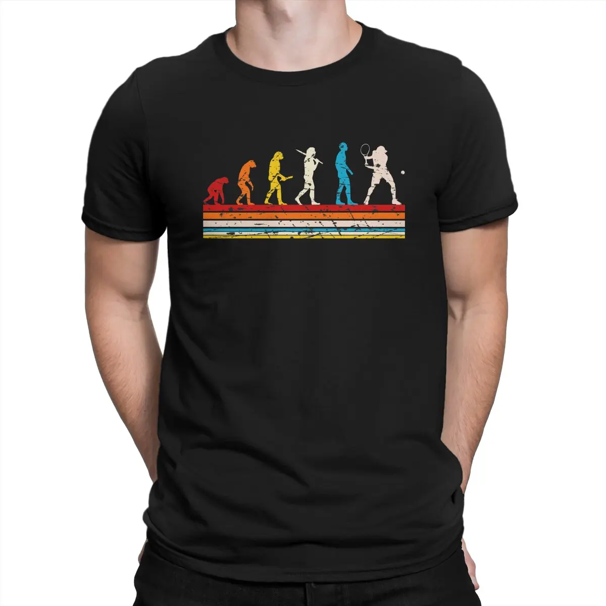 

Funny Player Gift Idea 1 Man's TShirt Tennis Evolution Crewneck Tops 100% Cotton T Shirt Humor High Quality Gift Idea