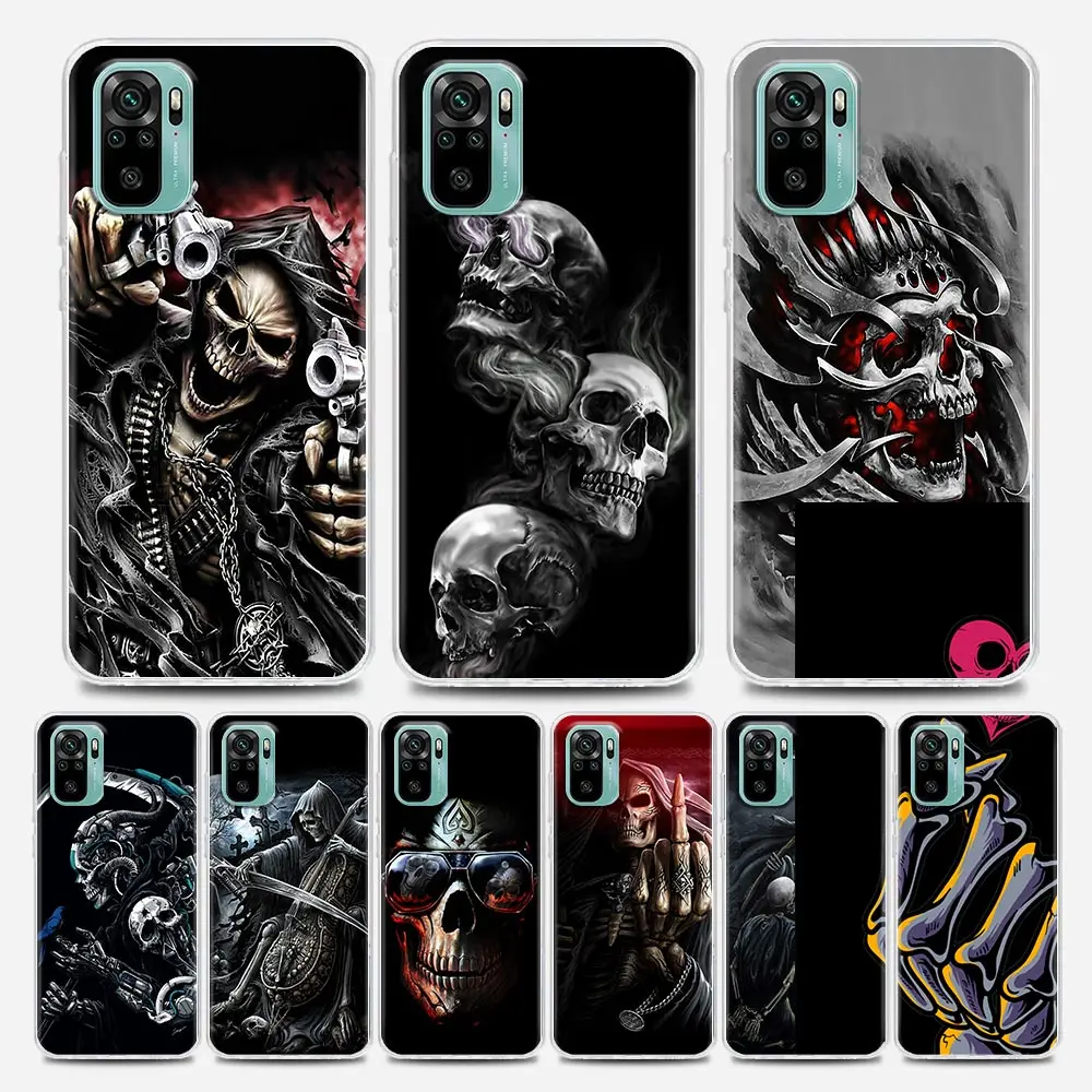 

Grim Reaper Skull Skeleton Clear Redmi Case for Note 7 8 9 10 5G 4G 8T Pro Redmi 8 8A 7A 9A 9C K20 K30 K40 Y3 Soft Silicon