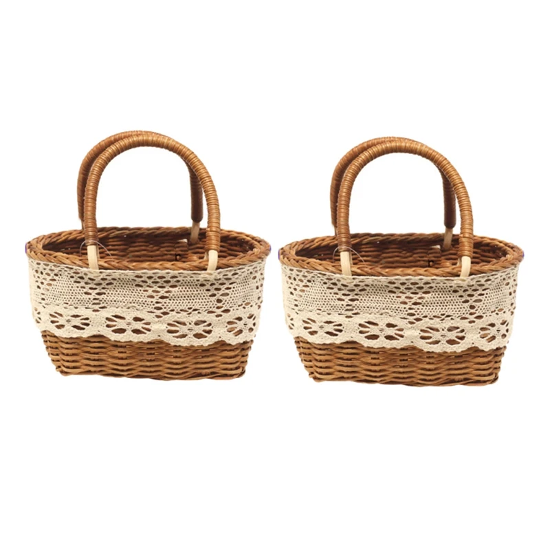 

2 шт., маленькая плетеная корзина для цветов