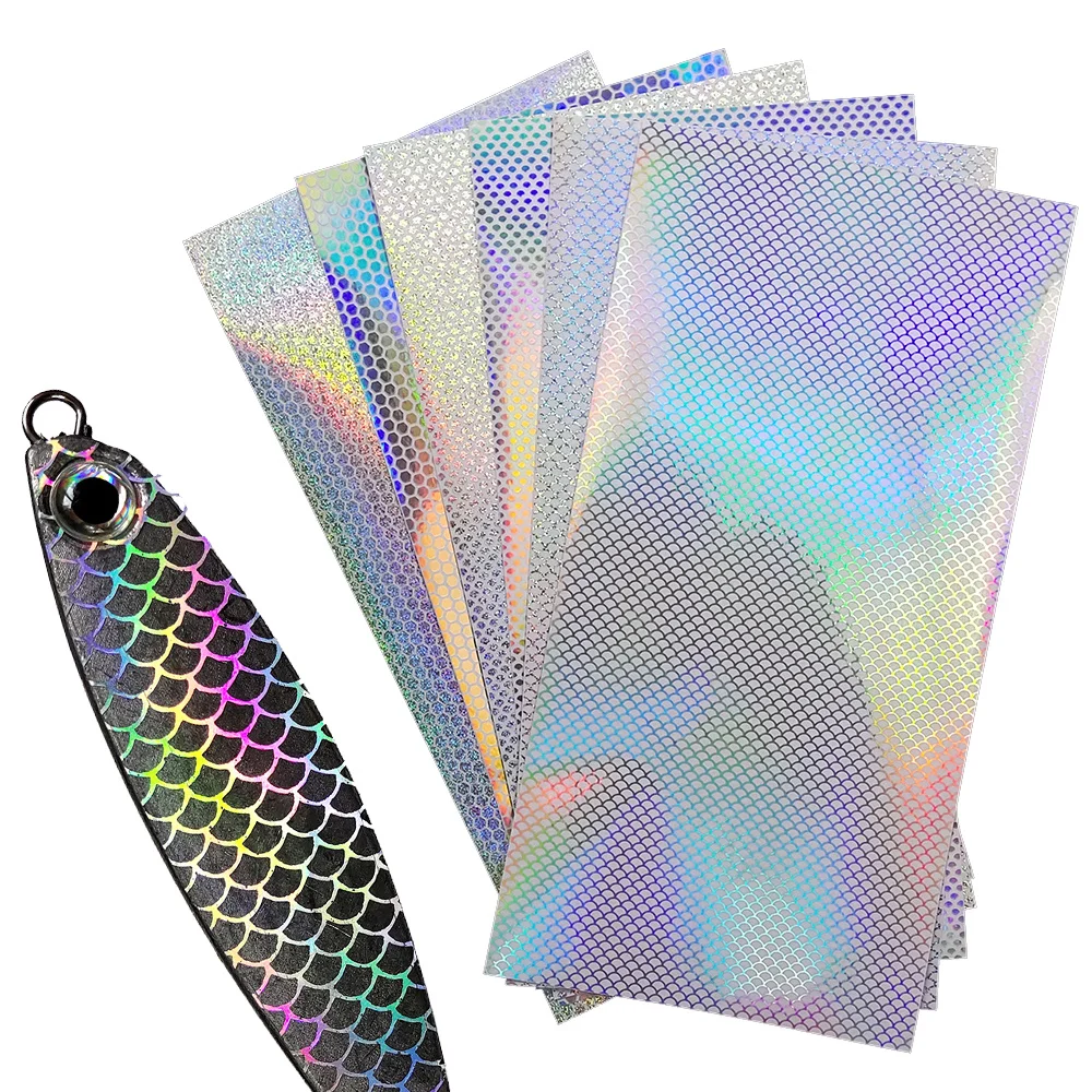 

Fishing Lure Stickers 10pcs PVC Waterproof Clear Laser Fish Scale Adhesive Sticker Film DIY Fish Skin Fly Fishing Stickers