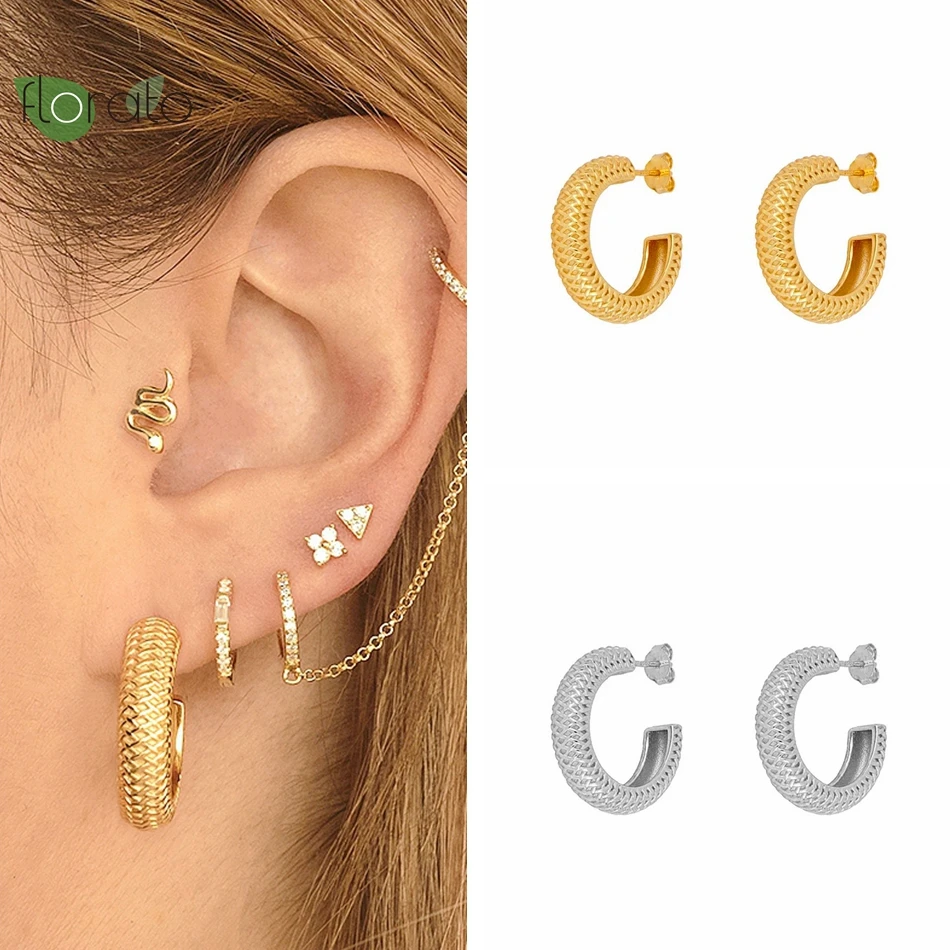 

925 Sterling Silver Needle Vintage Large Hoop Gold Earrings for Women Fashion Double C Stud Earrings High Quality Luxury Jewelry