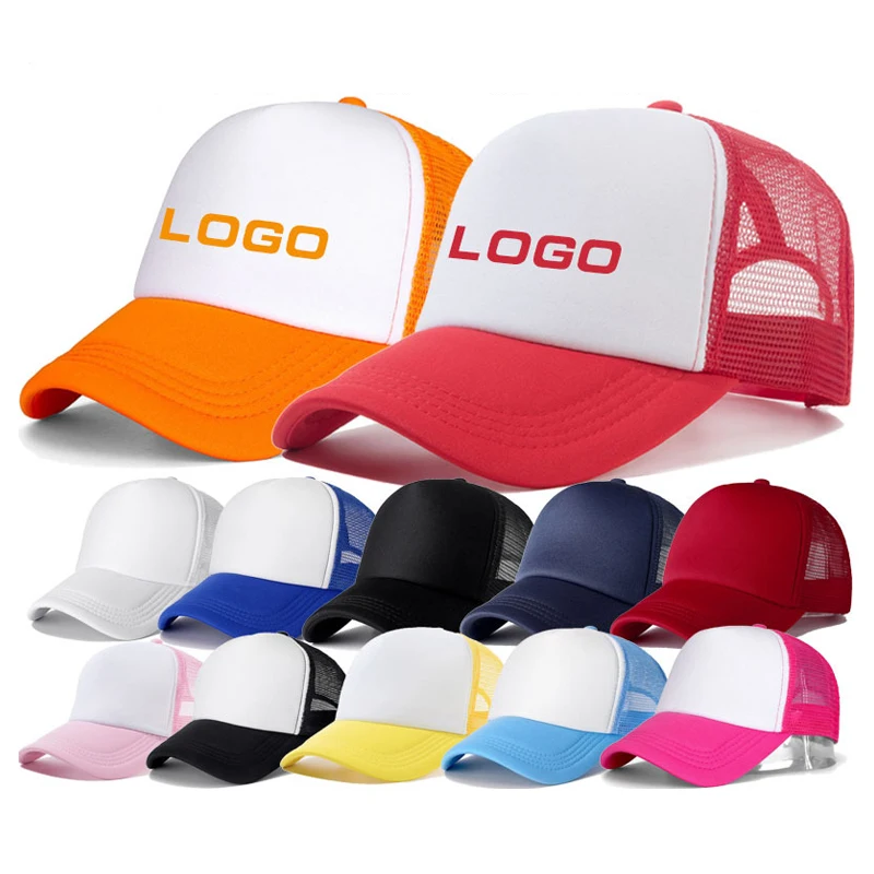 New Style Wholesale 100%Polyester Custom Logo Baseball Cap DIY Print Logo Team Hat Adult Summer Dad Mesh Net Trucker Hat For Men