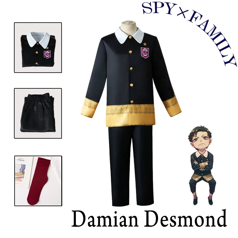 

Damian Desmond Cosplay Adult Childrens Costume Wig Anime Spy Family Blue White Red Black Dress Suit Outfit Uniform