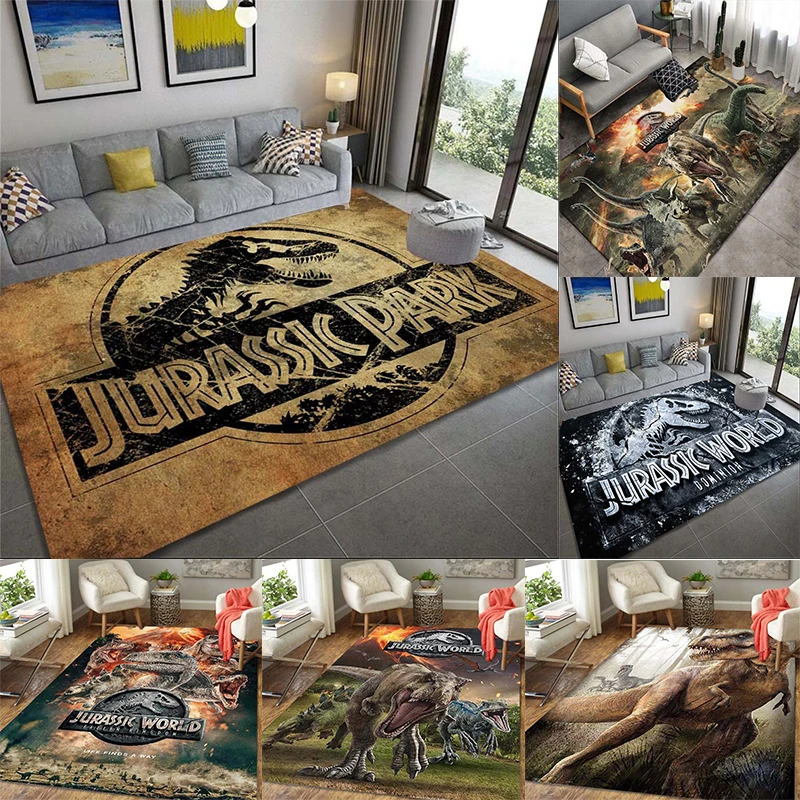 

Jurassic Park Antiskid Mat for Living Room Rectangle Dinosaur Carpet Large Size Flannel Soft Bedroom Rug of Children Door Mats