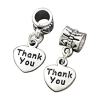thank you heart charm beads 23 5x10 9mm 100pcs zinc alloy fit european bracelets jewelry diy b373