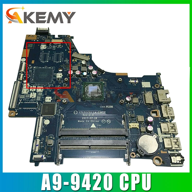

Материнская плата для ноутбука HP PAVILION 15-BW, модель CTL51/53 LA-E841P DDR4 с процессором A9-9420 МБ, 100% Протестировано, быстрая доставка