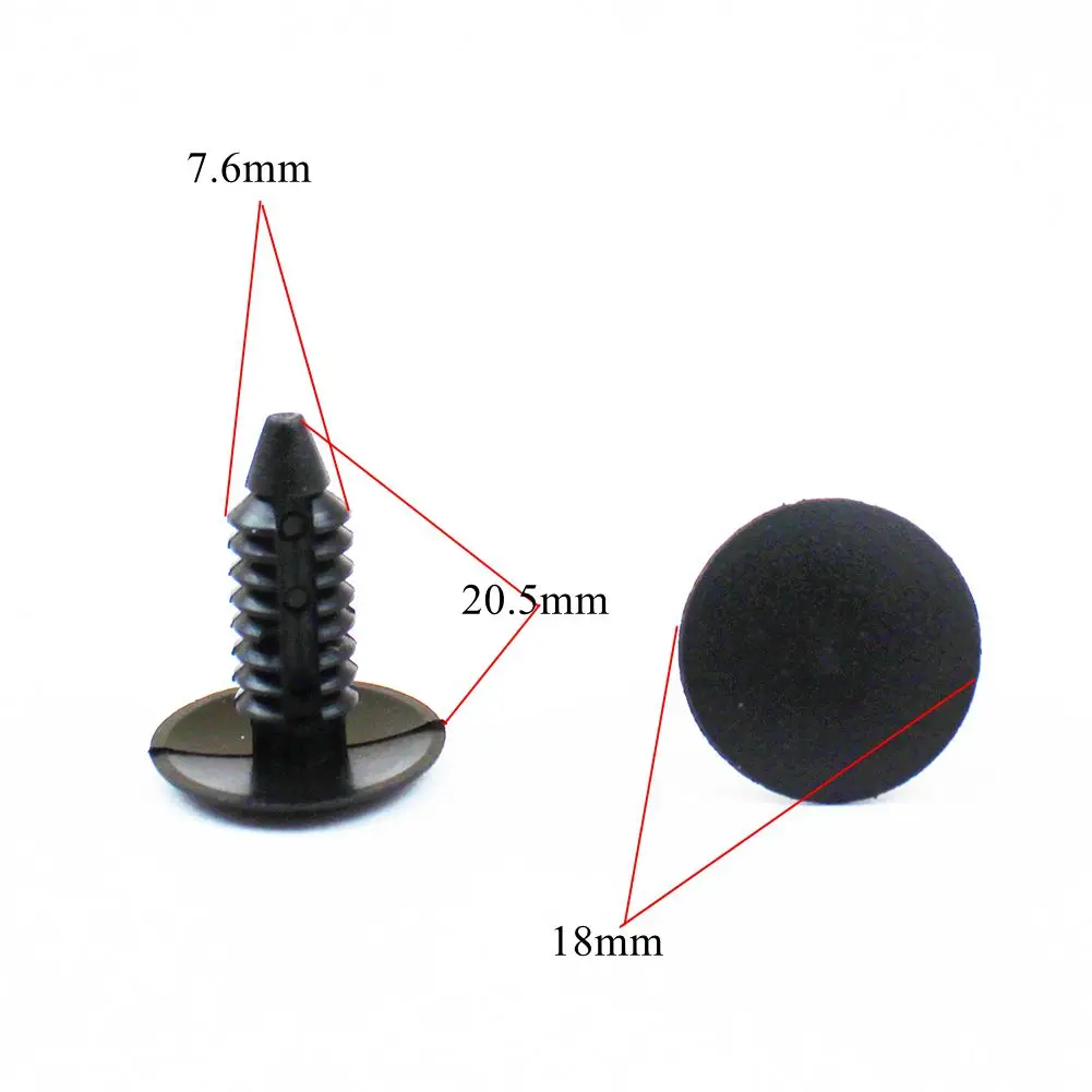 100 шт. нейлоновые зажимы для бампера, заклепки, фиксатор брызговика и Защита бампера для Ford Chrysler 7 мм, фиксатор отверстий, автомобильные зажимы для кузова