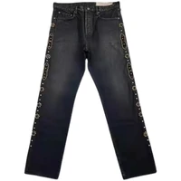 kapital hirata hohiro amekaji retro washed gem embroidered casual denim pants for men and women black slim jeans high quality