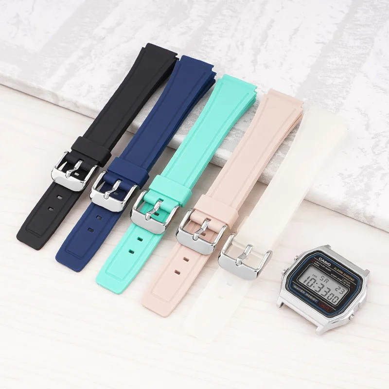 

for Casio F-91W F84 F105 108 A158 A168 AE-1200 1300 Sport Watch Band Straps Wrist Bracelet Black Soft TPU Watchband Strap