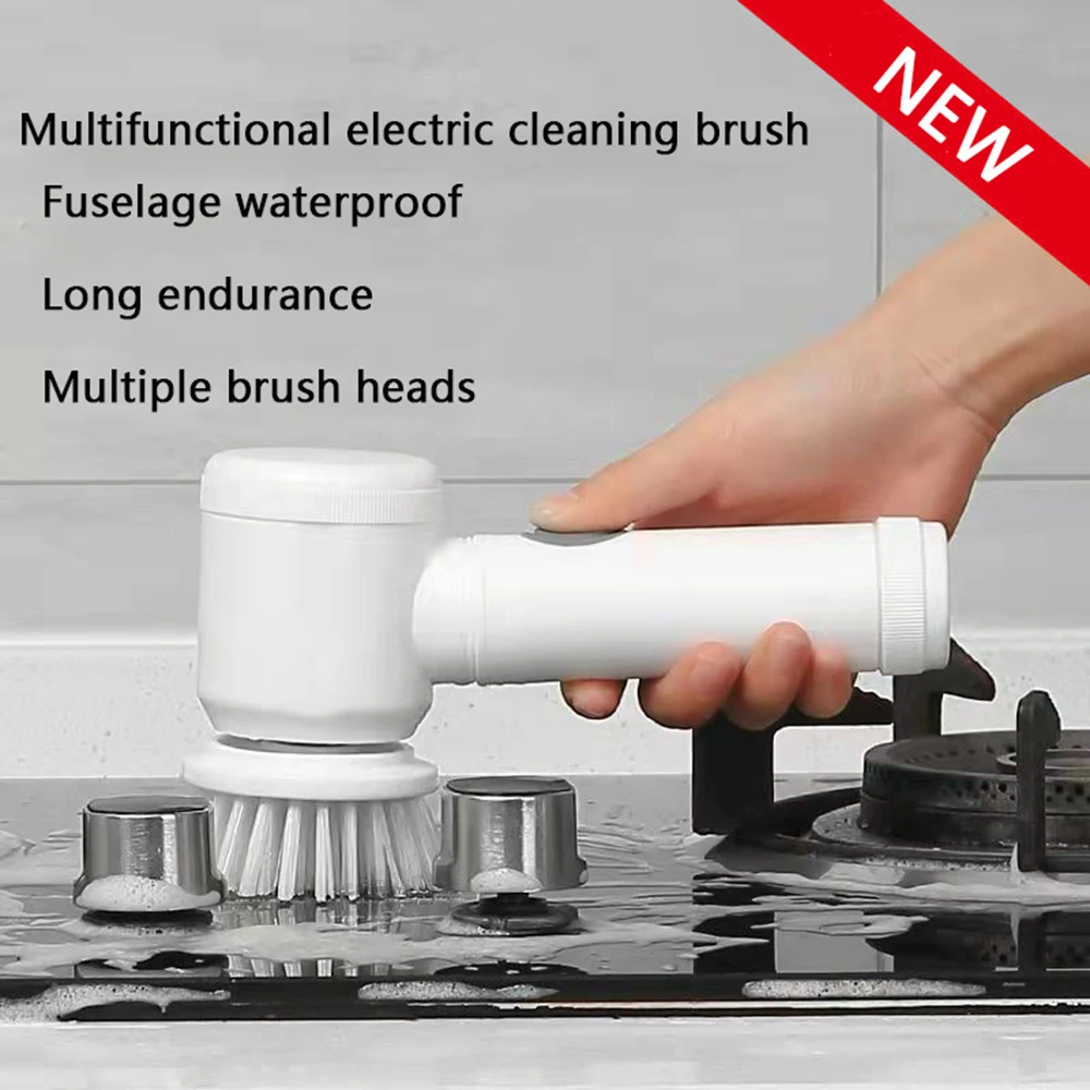 Электрическая щетка для чистки ванной комнаты, щетка для мытья кухни, инструмент для чистки, ручная щетка для ванны с USB 5 в 1, электрическая щетка для чистки раковины