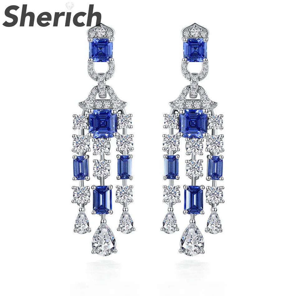 

Женские серьги из серебра 1,3 пробы, с танзанитом и Рубином