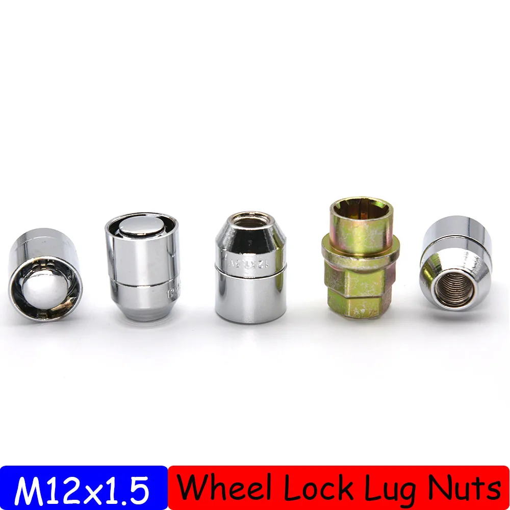 

For Toyota Honda Acura US M12x1.5 Car Anti Theft Steel Wheel Lock Lug Nuts Tyre Chrome Locking Nuts 4+1 Set