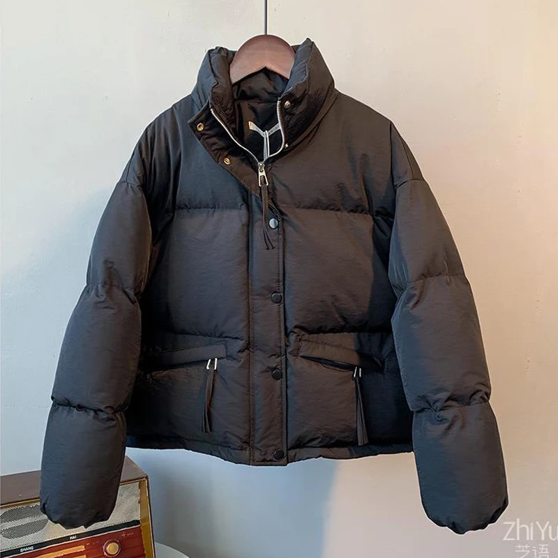 2022 Autumn Winter Loose Women Parkas Long Sleeve Zipper Solid Ladies Jacket Casual Female Clothes Outwear Coats