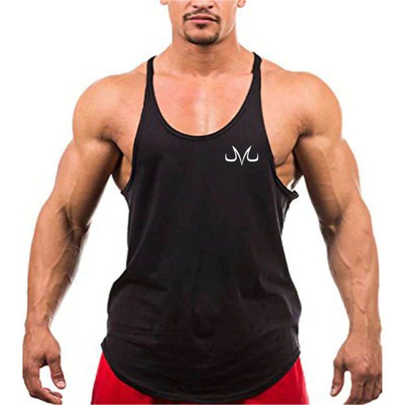 Character Print Stringer Tank Top Mens Athletic Muscle Y-Back Vest Undershirt Tee Tops Gym Workout Fitness Bodybuilding Training