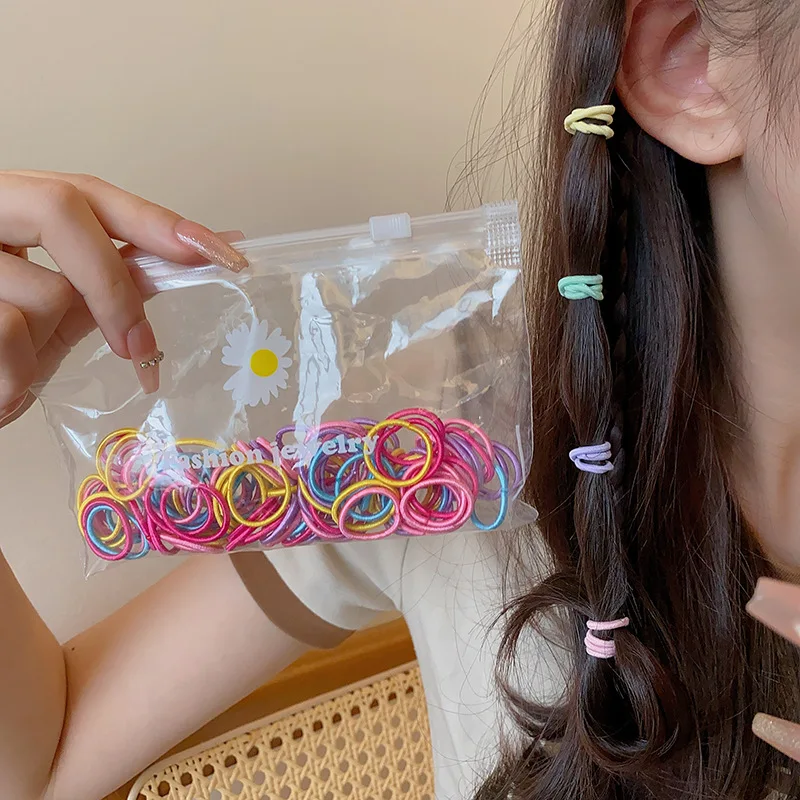 

100/500/800PCS Women Girls Colorful Nylon Elastic Hair Bands Ponytail Hold Hair Tie Rubber Bands Scrunchie Hair Accessories